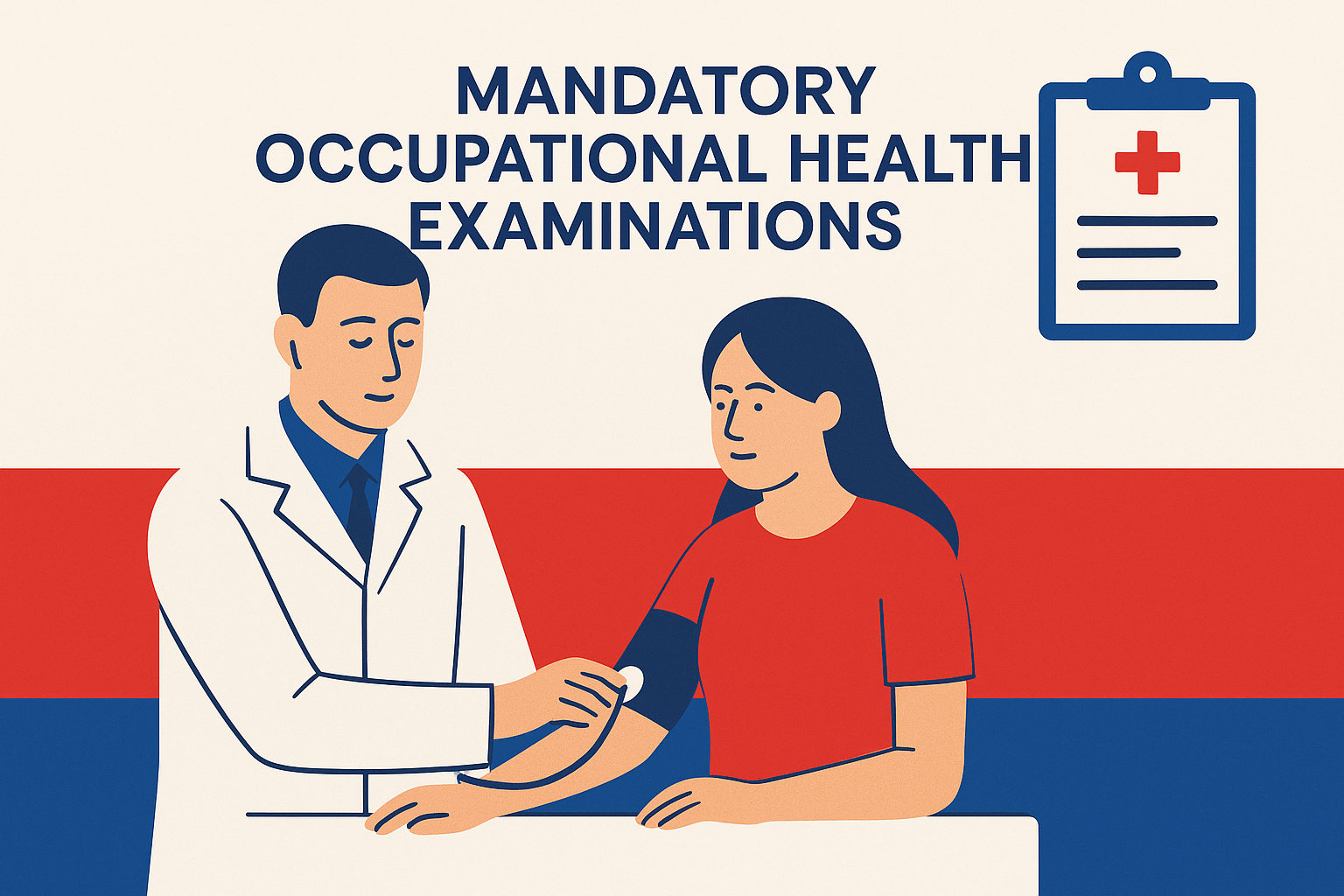 Doctor performing a mandatory occupational health examination on an employee in the Czech Republic