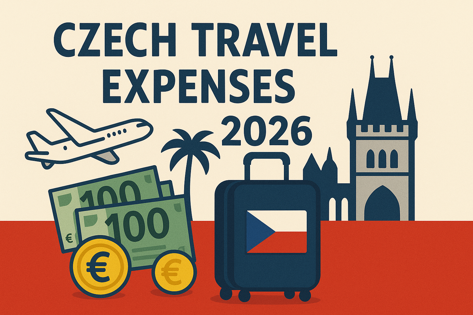 Czech Travel Expenses 2026 illustration of business travel and Czech payroll rules