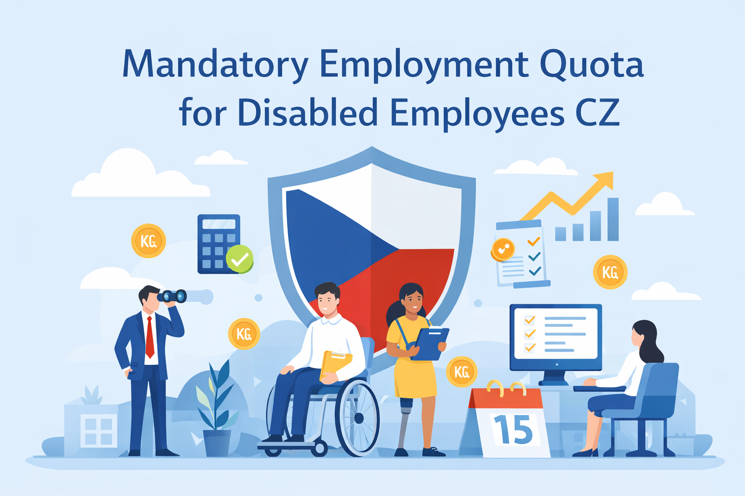 Mandatory employment quota disabled employees in the Czech Republic – inclusive workplace and payroll compliance illustration